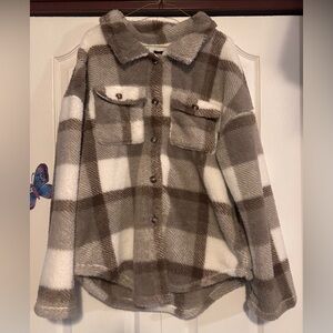 SWS Tan/Cream Button Up Sherpa Shacket